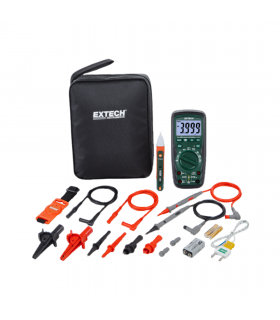 Extech EX505A-K CAT IV-600 V Multimeter and AC Voltage Detector with 8-Piece Test Lead Kit